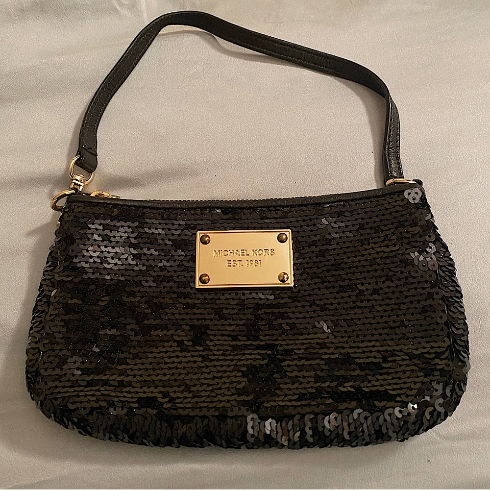 Michael Kors Black Sparkle Wristlet